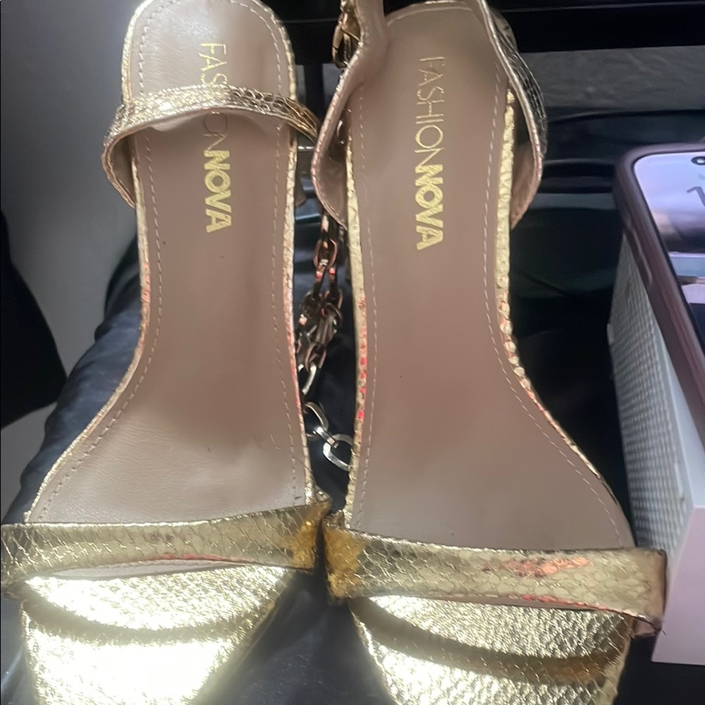 Fashion Nova Gold Strappy Heels